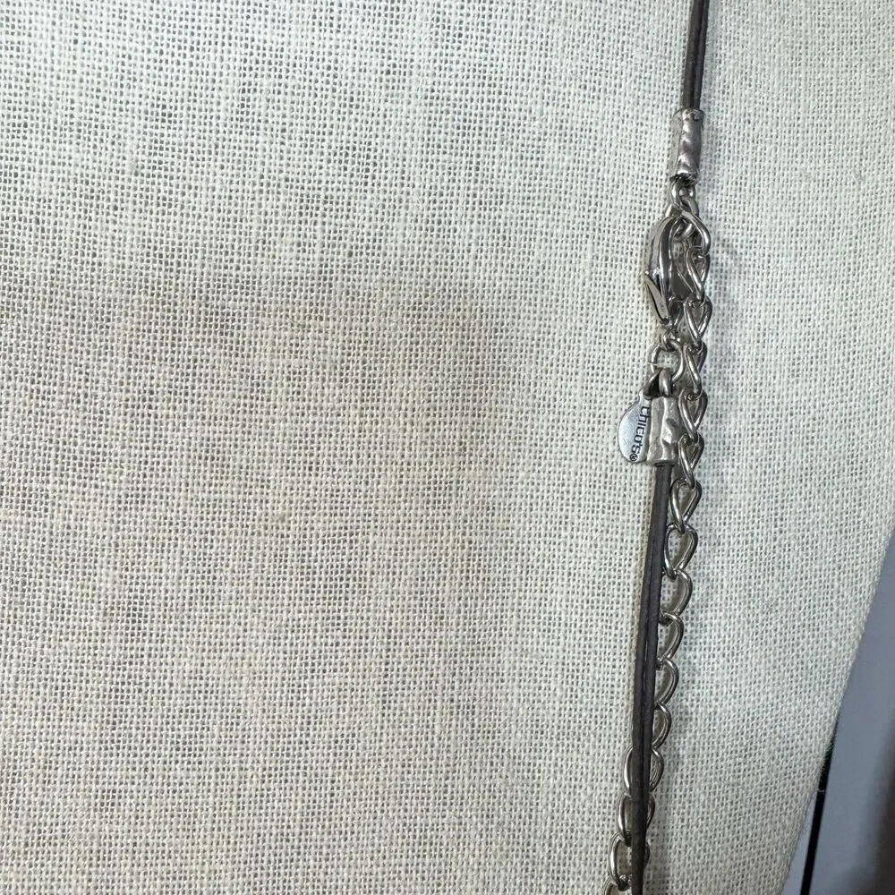 Chico’s Mixed Metal Gold Silver Bohemian Chunky Beaded Long Necklace 30”